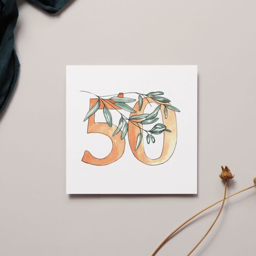 Floral Watercolour 50th Birthday Card