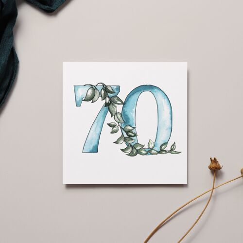 Floral Watercolour 70th Birthday Card