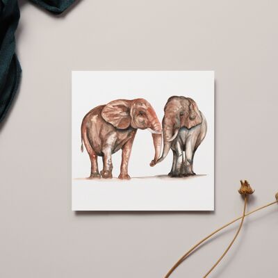 Cartolina d'auguri dell'acquerello degli elefanti