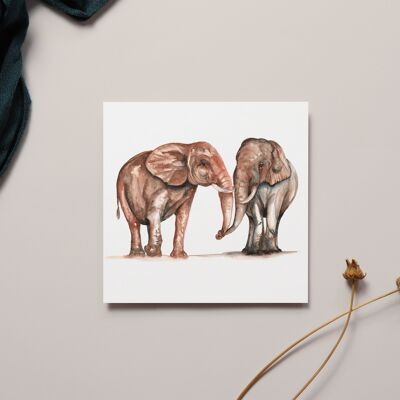 Aquarelle d'éléphants Carte de vœux