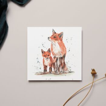 Carte aquarelle renard et ourson