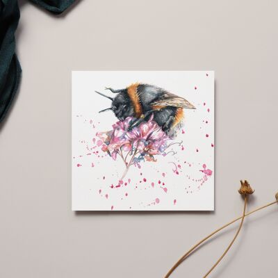 Bumble Bee su carta acquerello Heather
