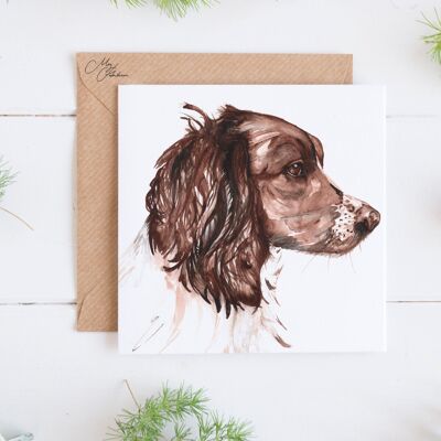 Scheda di disegno dell'acquerello del cane Spaniel