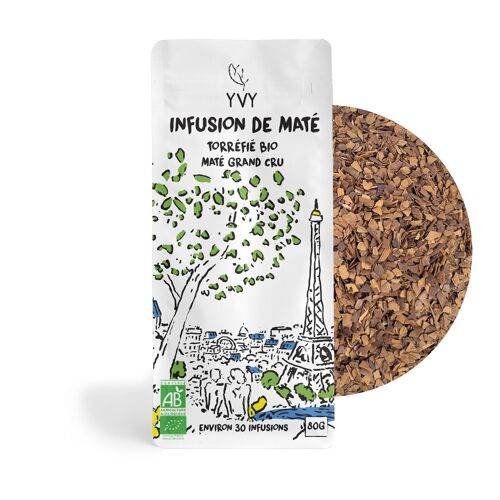 Thé Maté - Infusion de Maté (Chaud ou Glacé) - Torréfié BIO Grand Cru 80g