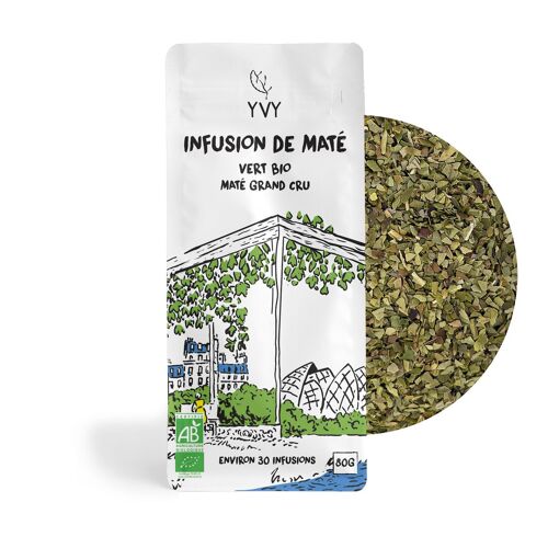 Thé Maté - Infusion de Maté (Chaud ou Glacé) - Vert BIO Grand Cru 80g