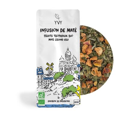 Mate-Tee – Mate-Aufguss (heiß oder gekühlt) – Bio-Grand-Cru-Tropenfrüchte 80 g