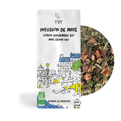 Mate Tea - Infuso Mate (Caldo o Freddo) - Limone/Zenzero Grand Cru BIOLOGICO 80g
