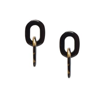 Boucle d'oreille double maillon naturel noir 1