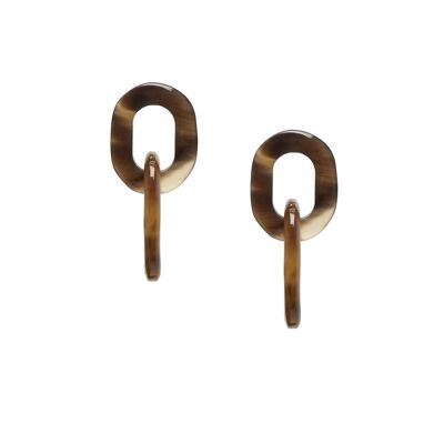 Brown Natural double link earring