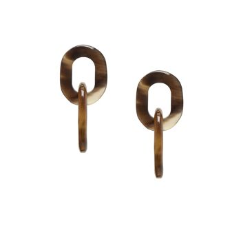 Boucle d'oreille double maillon Marron Naturel 1