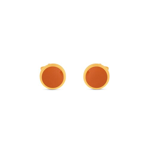 Gold and Orange enamel stud earring