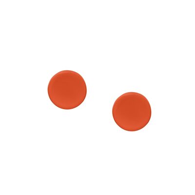Small round Orange lacquered stud earring