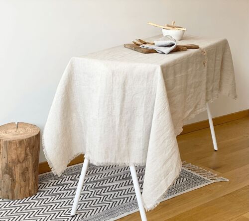 Linen Tablecloth with Raw Edge