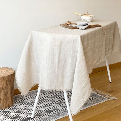 Linen Tablecloth with Raw Edge