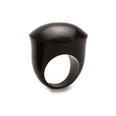 Domed Black Wood Ring