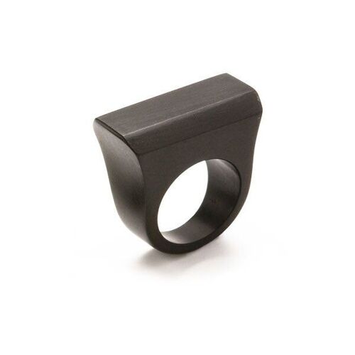 Rectangular wooden ring - Black wood