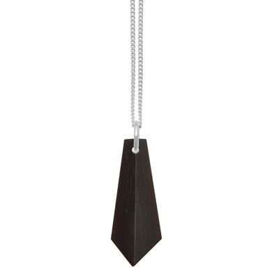 Black wood and silver angular pendant