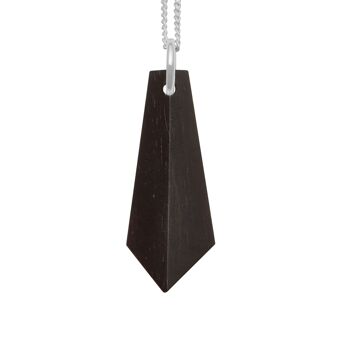 Pendentif angulaire en bois noir et argent 2