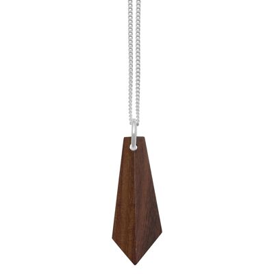 Brown wood and silver angular pendant