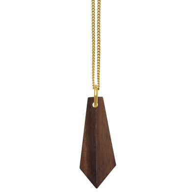 Brown wood and gold angular pendant