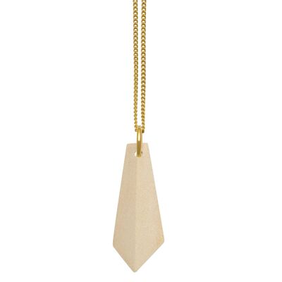 White wood and gold angular pendant