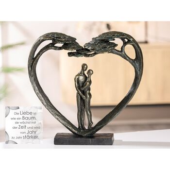 Sculpture Coeur Amour Arbre H.31,5 cm 2