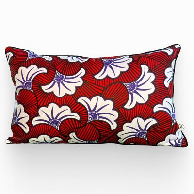Housse de coussin ethnique - Wax rouge et blanc - UA