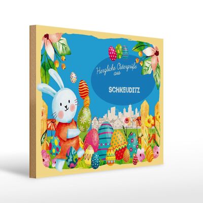 Cartel de madera Pascua Saludos de Pascua 40x30cm Regalo SCHKEUDITZ