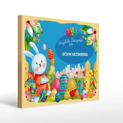 Cartel de madera Pascua Saludos de Pascua 40x30cm SCHWARZENBERG regalo