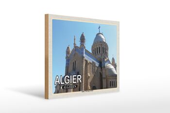 Panneau en bois voyage 40x30cm Alger Algérie Basilique Notre-Dame 1