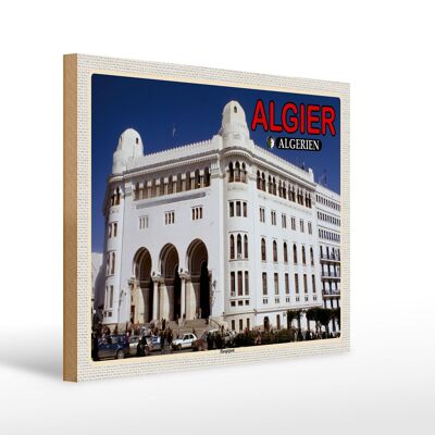 Cartello in legno da viaggio 40x30 cm Regalo dell'ufficio postale principale di Algeri Algeria