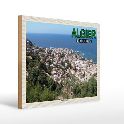 Cartel de madera viaje 40x30cm Argel Argelia distrito de Bologhine