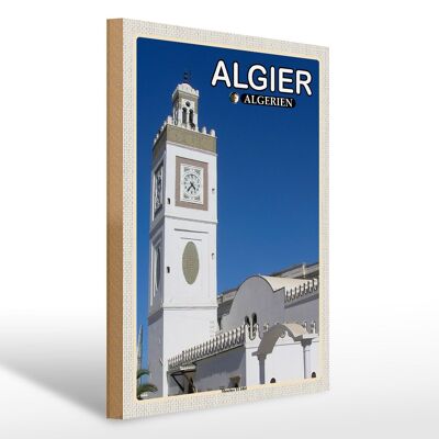 Cartel de madera viaje 30x40cm Argel Argelia Mezquita El Jdid