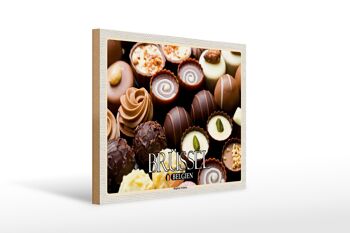 Panneau en bois voyage 40x30cm Bruxelles Belgique Chocolats belges 1