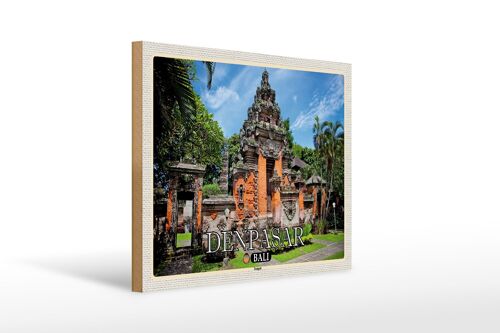 Holzschild Reise 40x30cm Bali DENPASAR Tempel Geschenk