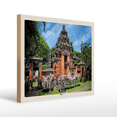 Panneau en bois voyage 40x30cm cadeau temple Bali DENPASAR