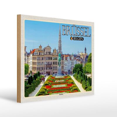 Cartello in legno da viaggio 40x30 cm Bruxelles Belgio regalo di montagna d'arte