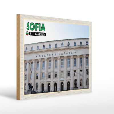 Cartel de madera viaje 40x30cm Sofia Bulgaria Palacio de Justicia