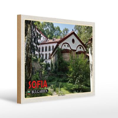 Holzschild Reise 40x30cm Sofia Bulgarien Kloster Dragalevtsi