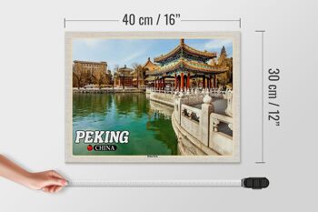 Panneau en bois voyage 40x30cm, décoration murale du parc Beihai de Pékin en Chine 4