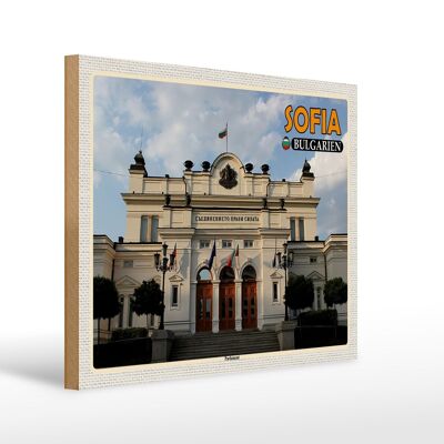 Cartello in legno da viaggio 40x30 cm Regalo del Parlamento Sofia Bulgaria