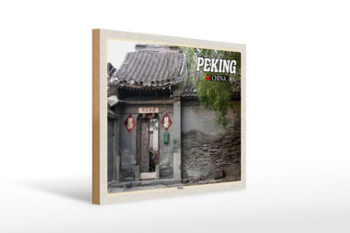 Holzschild Reise 40x30cm Peking China Hutong Geschenk