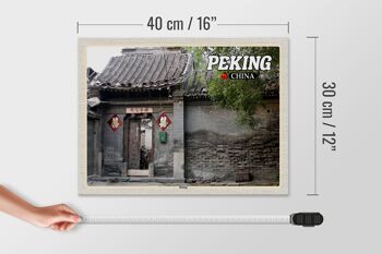 Panneau en bois voyage 40x30cm Pékin Chine Hutong cadeau 4