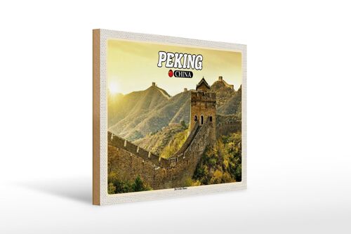 Holzschild Reise 40x30cm Peking China Die Große Mauer