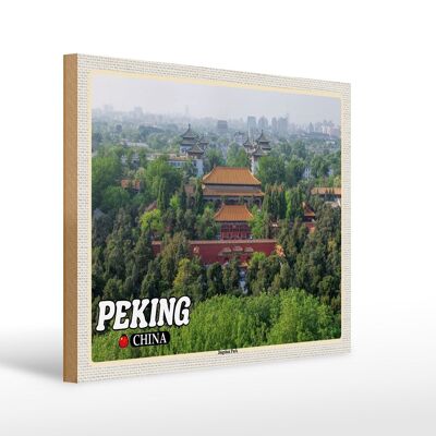 Cartel de madera viaje 40x30cm Beijing China Jingshan Park