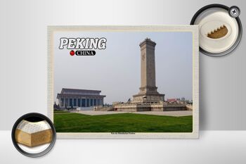 Panneau en bois voyage 40x30cm Pékin Chine Place Tiananmen 2