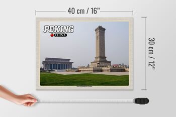 Panneau en bois voyage 40x30cm Pékin Chine Place Tiananmen 4