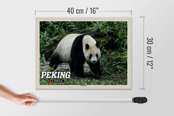 Panneau en bois voyage 40x30cm Pékin Chine Panda Maison cadeau 4