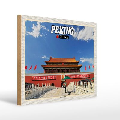 Cartello in legno da viaggio 40x30 cm Pechino Cina Città Proibita