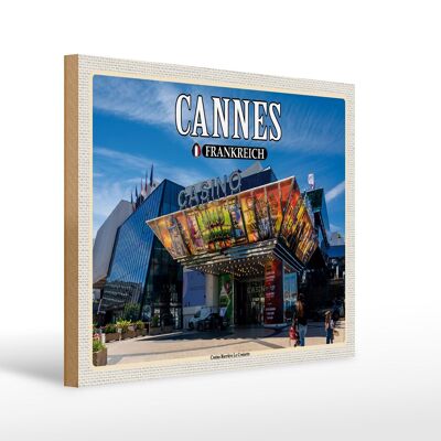 Cartel de madera viaje 40x30cm Cannes Francia Casino Barrière